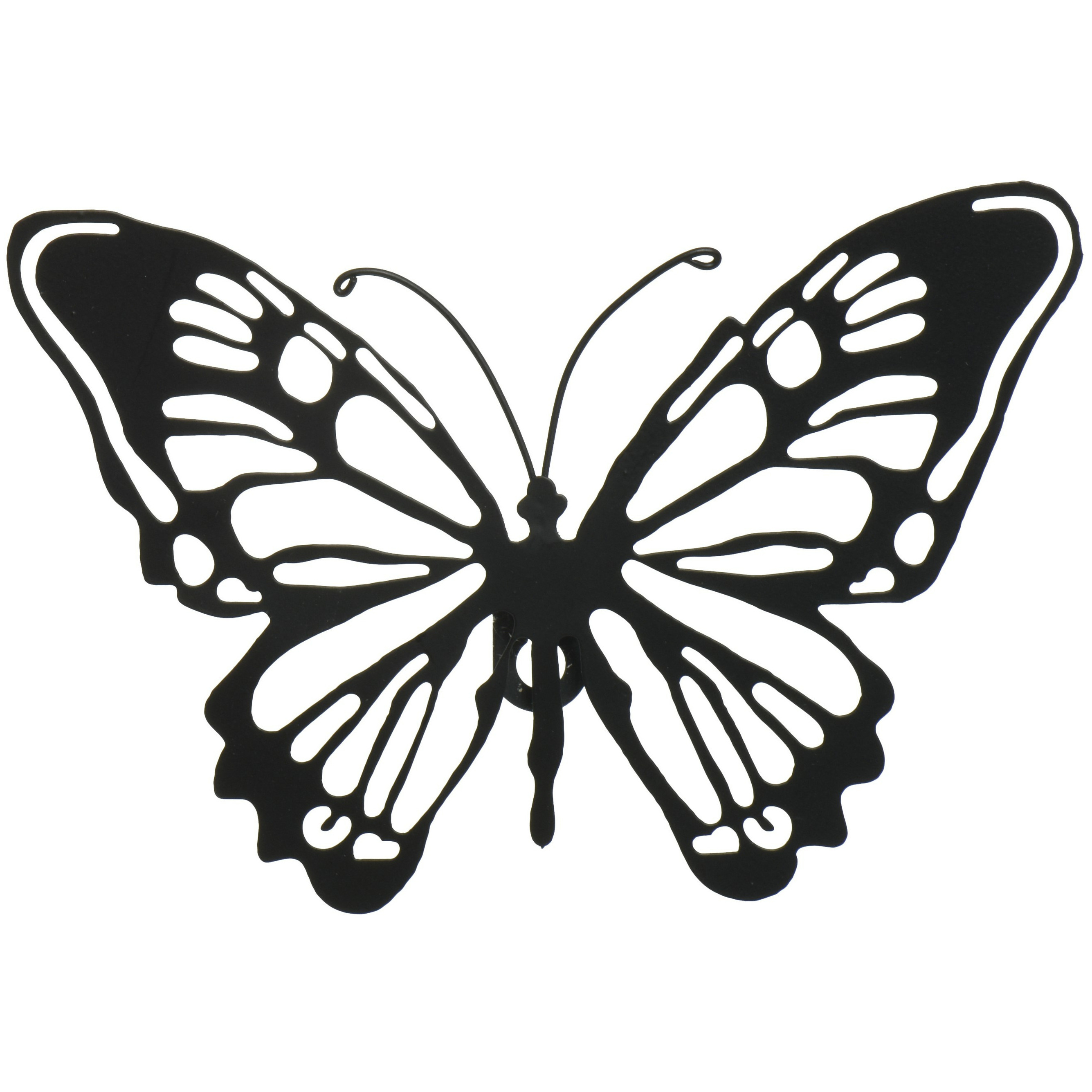 Tuin wanddecoratie vlinder metaal zwart 37 x 24 cm