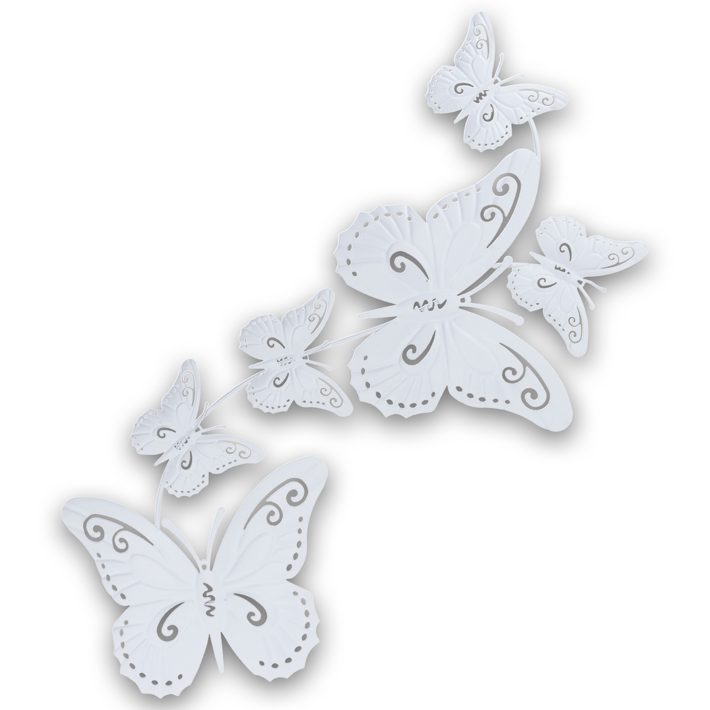 Tuin wanddecoratie vlinders metaal wit 30 x 65 cm