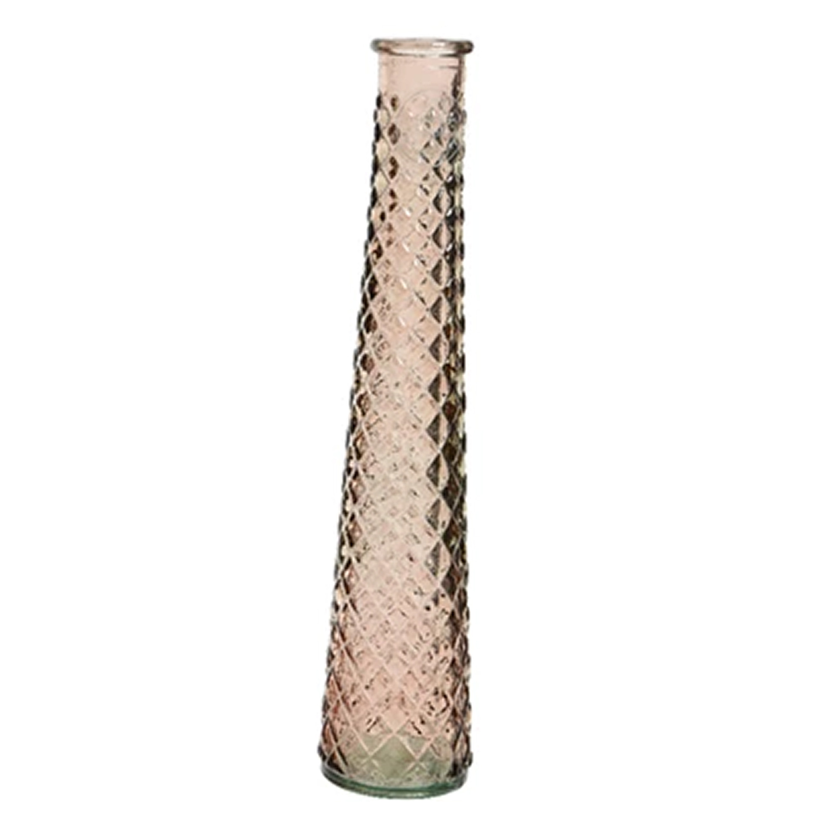 Vaas-bloemenvaas van gerecycled glas D7 x H32 cm transparant roze-bruin