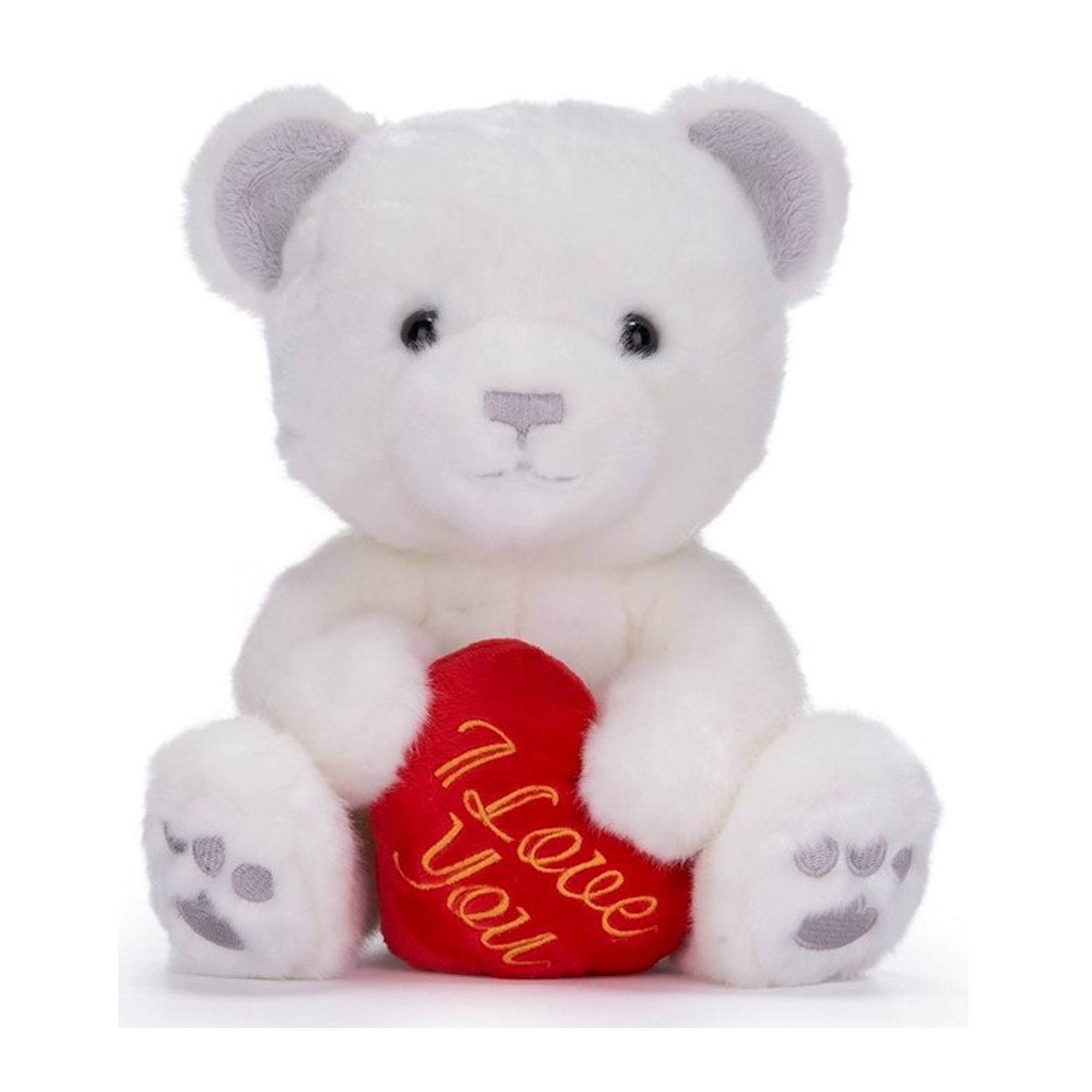 Valentijn I Love You knuffel beertje zachte pluche rood hartje cadeau 22 cm wit