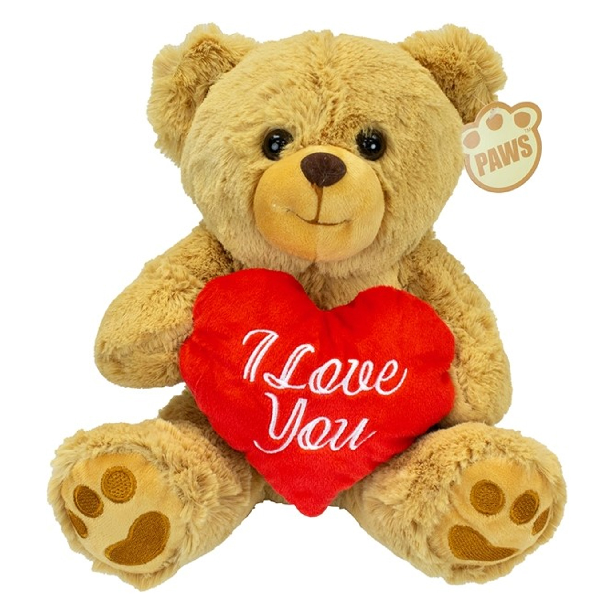 Valentijn I Love You knuffel beertje zachte pluche rood hartje cadeau 44 cm lichtbruin