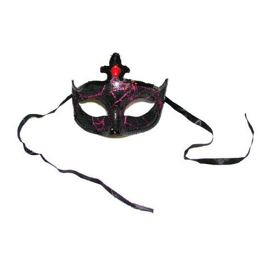 Venetiaans kunststof oogmasker zwart-paars