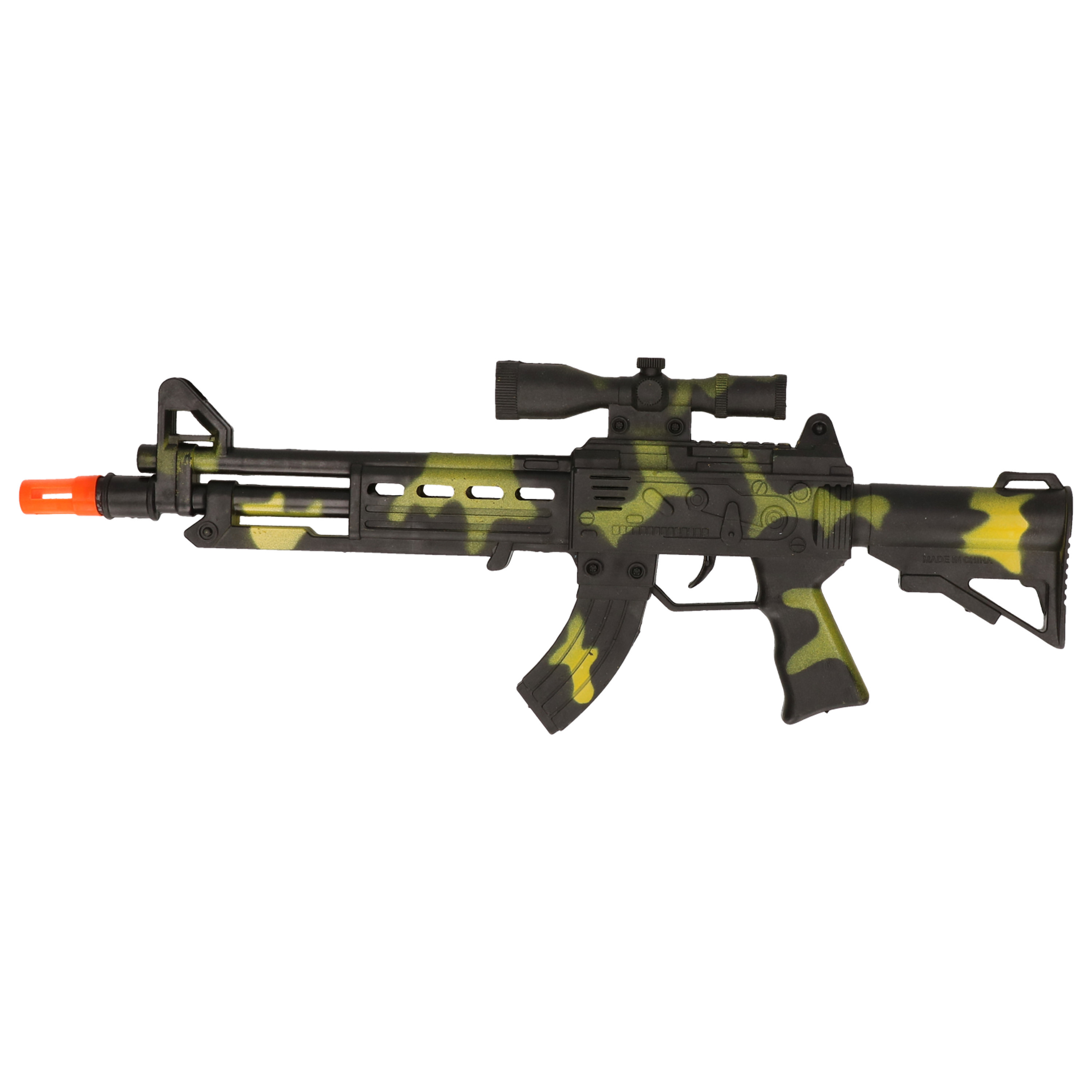 Verkleed speelgoed Politie-soldaten geweer machinegeweer zwart-geel plastic 38 cm
