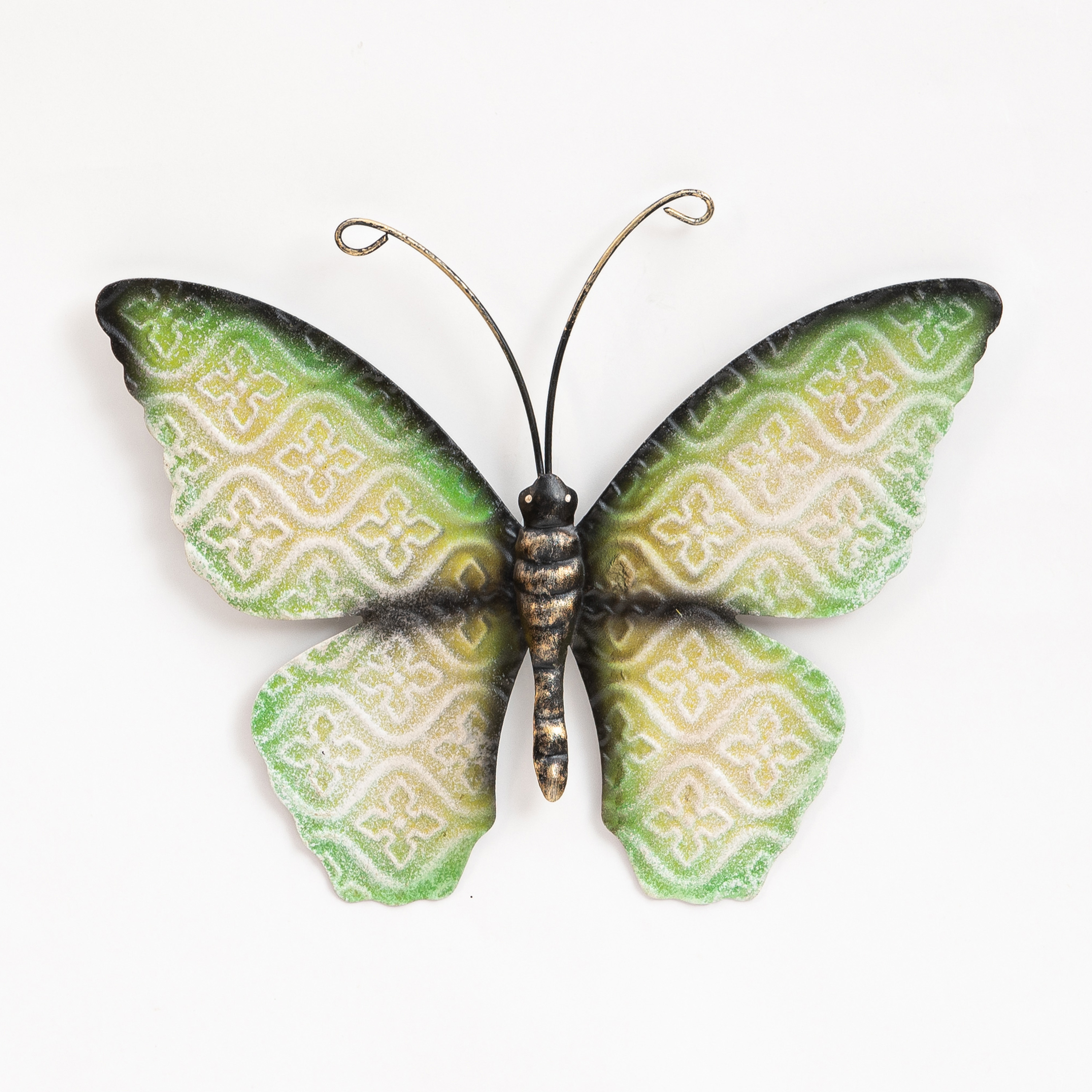 Wanddecoratie vlinder groen 20 x 14 cm metaal muurdecoratie