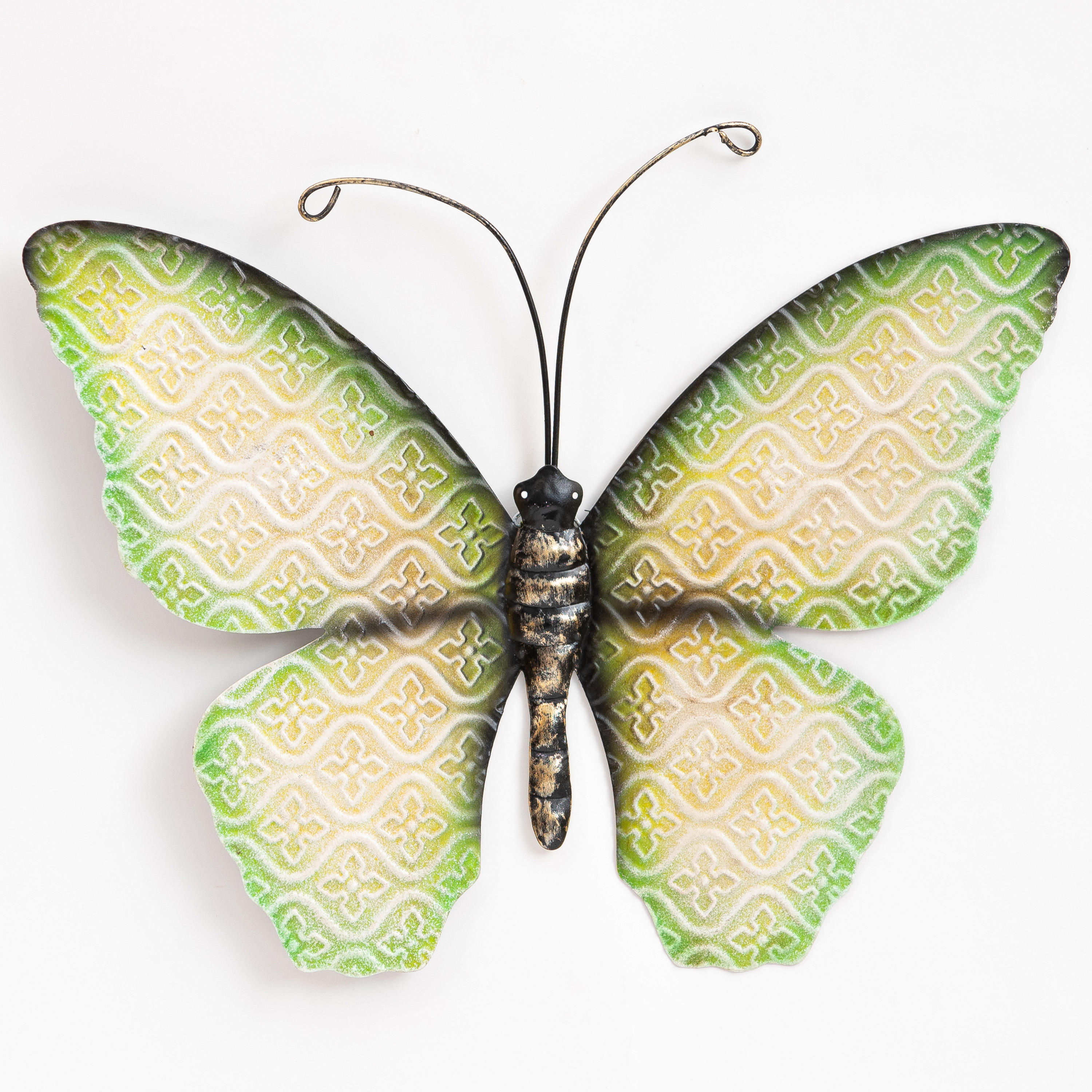 Wanddecoratie vlinder groen 30 x 21 cm metaal muurdecoratie