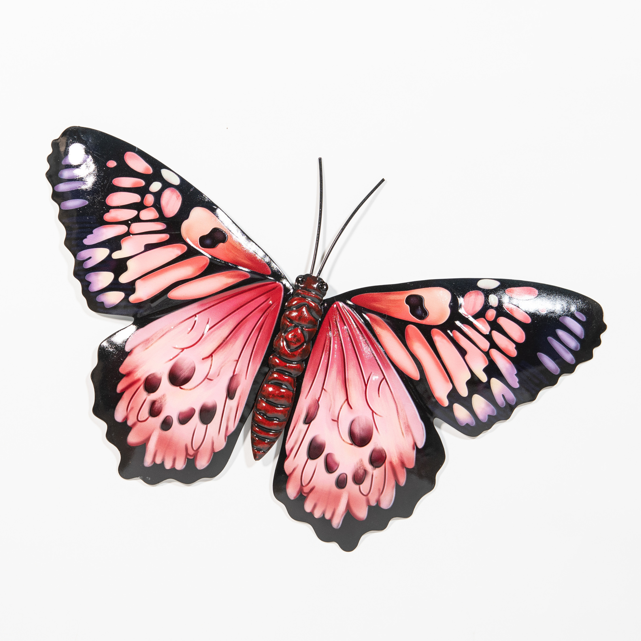 Wanddecoratie vlinder rood 45 x 28 cm metaal muurdecoratie-schutting