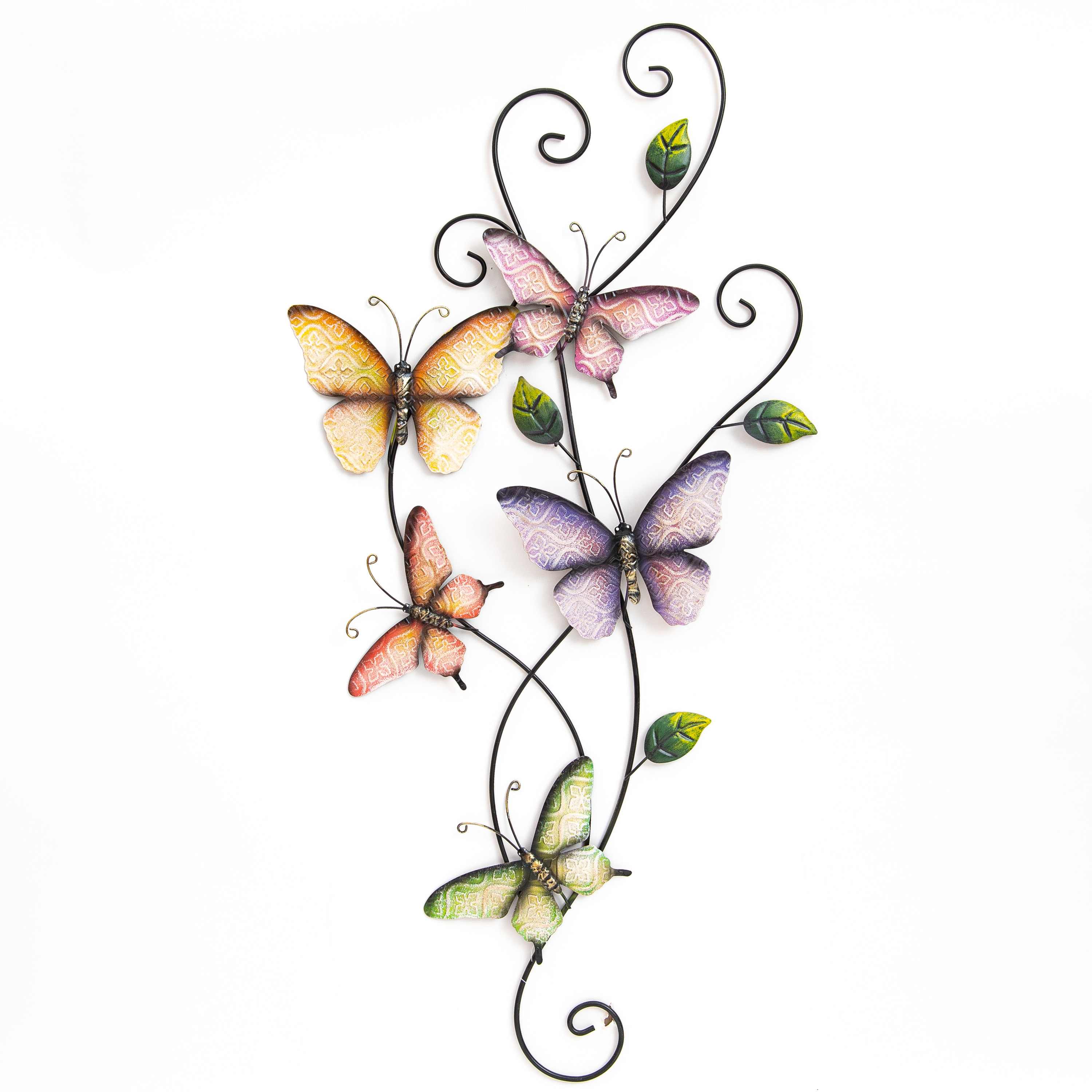 Wanddecoratie vlinders pastel 35 x 68 cm metaal muurdecoratie