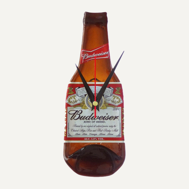 Wandklok - Budweiser bier klok - bruin - 22,5 x 9 cm
