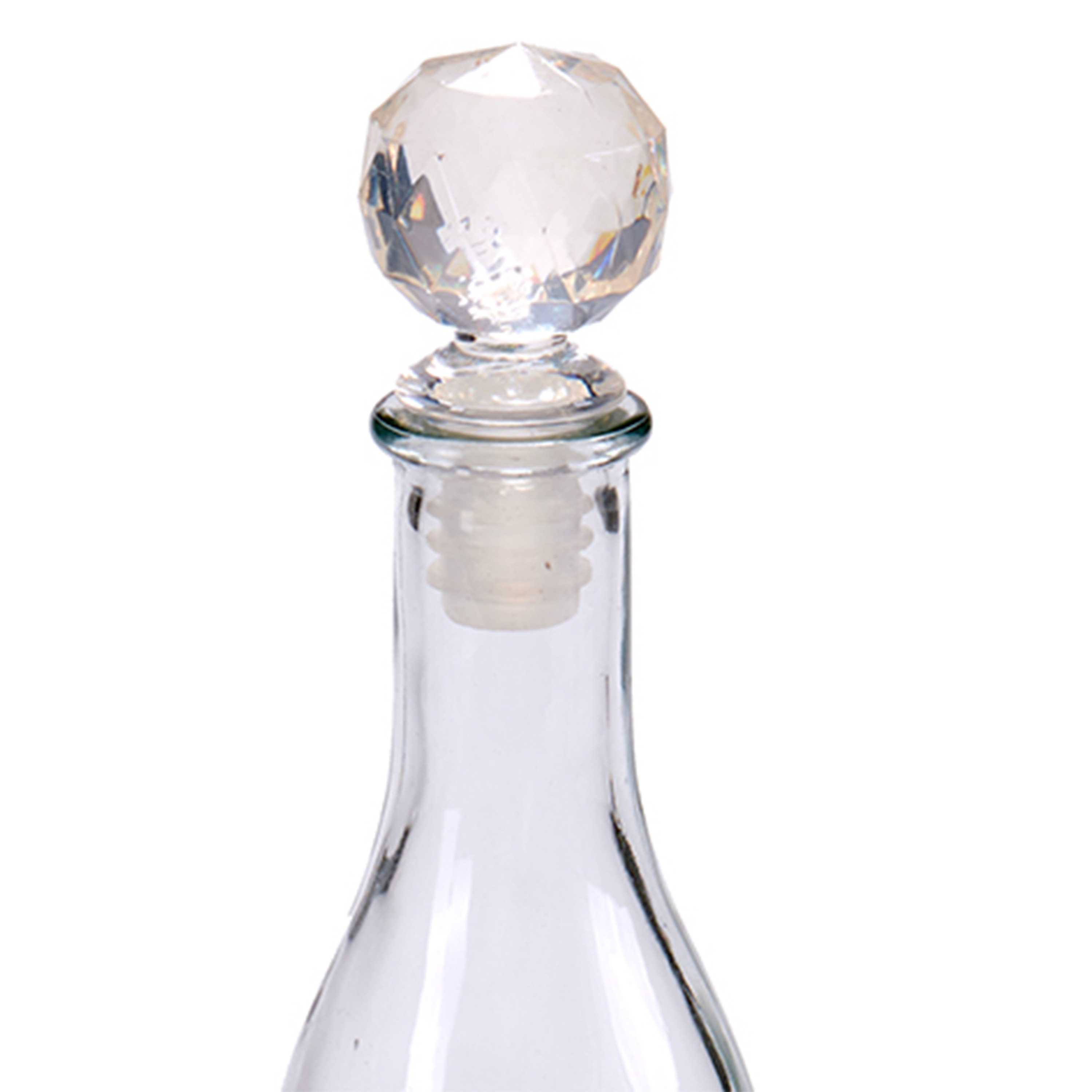 Wijnstopper-flessenstopper kunststof diamant geslepen look 7 x 4 cm