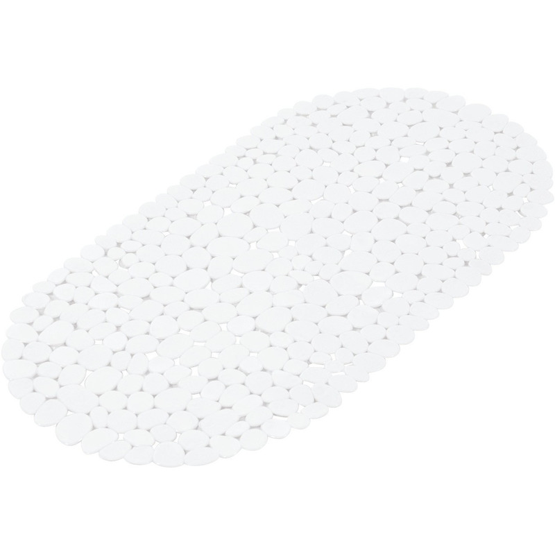Witte anti-slip badmat 36 x 69 cm ovaal