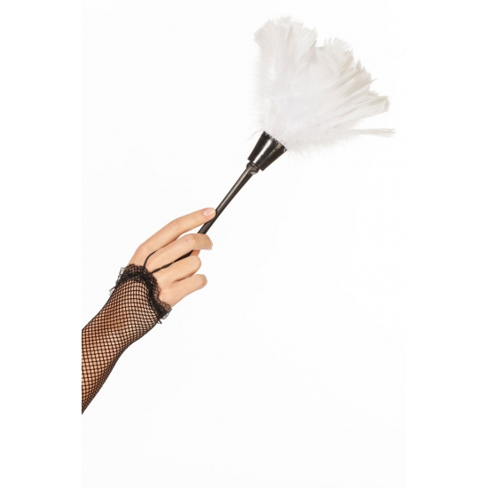 Witte veren plumeau Carnaval verkleed artikelen Dienstmeisje accessoires