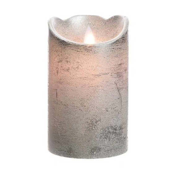 Zilveren LED kaarsen-stompkaarsen 12 cm flakkerend