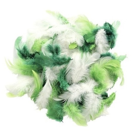10 grams decoratiom feathers green shades