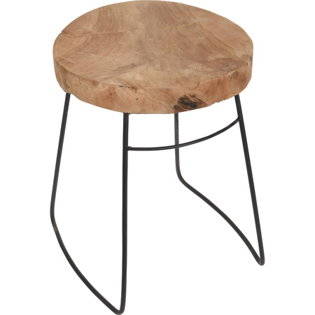 1x Robust teak wooden side tables 30 x 42 cm