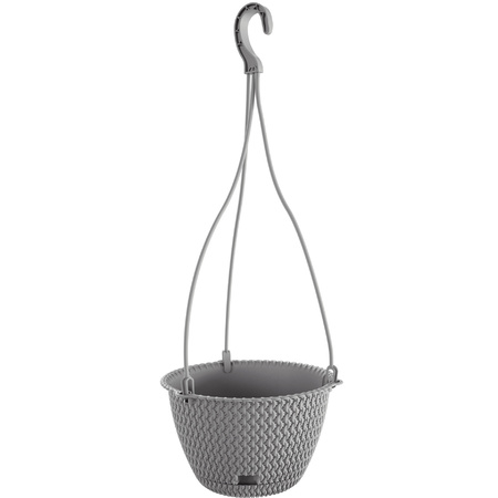 3x Plastic Splofy hanging flower/plant pots grey 4,8 liters with elegant hanging hook