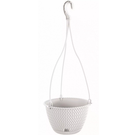3x Plastic Splofy hanging flower/plant pots white 4,8 liters with elegant hanging hook