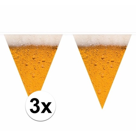 3x Bier thema print vlaggenlijnen 6,4 meter