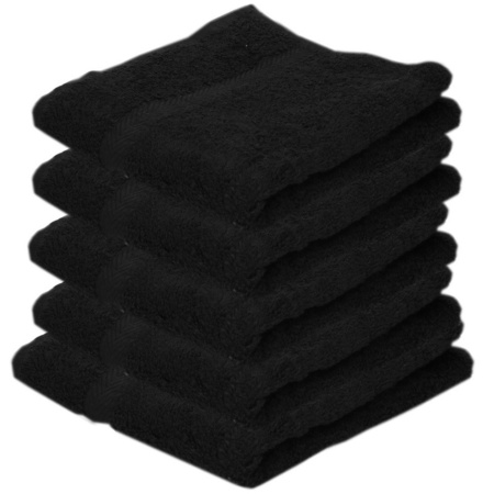 5x Black towels 50 x 90 cm 550 grams