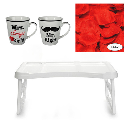 Bed table and Coffee cup set - Mr. Right and Mrs. Always Right - Valentine's gift for him/her.