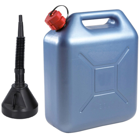 zonlicht Doodskaak Souvenir Benzine/olie Jerrycan blauw van 20 liter met handige grote trechter |  Surprise winkel