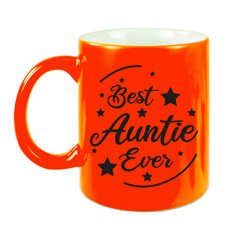 Best Auntie Ever gift coffee mug / tea cup neon orange 330 ml