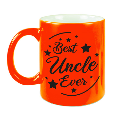 Best Uncle Ever gift coffee mug / tea cup neon orange 330 ml