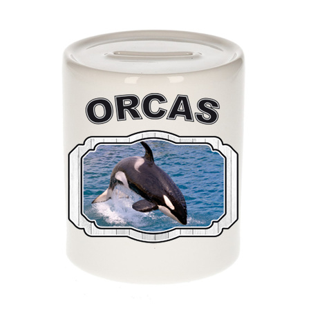 Dieren grote orka spaarpot - orcas/ orka walvissen spaarpotten kinderen 9 cm