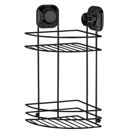 Shower rack/shower caddy corner model 2-layers - black - H30 cm - metal