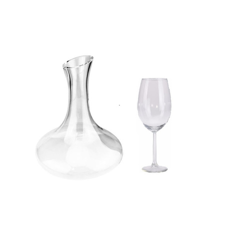 Glass wine karafe 1,8 liter with 6 wine glasses