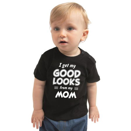I get my good looks from my mom  present t-shirt black for toddler