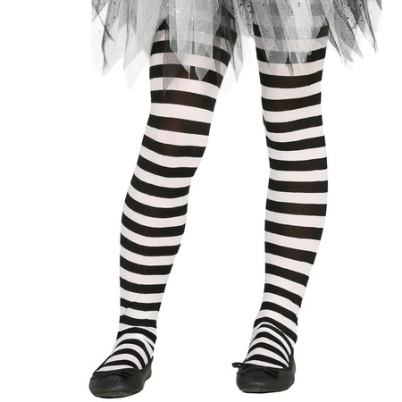 Witches fancydress accessory stockings black/white for girls