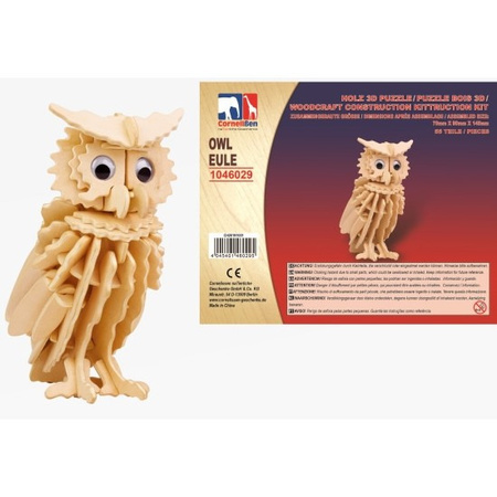 Wooden 3D puzzle owl 7 x 9 x 14,5 cm