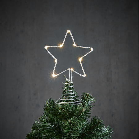 Nietje Lang beginnen Kerstboom ster piek/topper zilver met LED verlichting H22 x D13 cm |  Surprise winkel