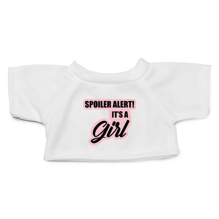 Spoiler alert It's a girl Teddybear with t-shirt gender reveal / baby shower
