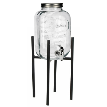 Limonade/drankdispenser op verhoger - 5 liter - transparant glas - H48 x B21 cm