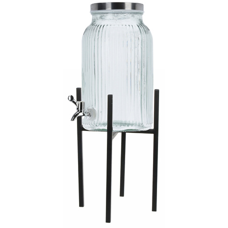 Limonade/drankdispenser op verhoger met kraantje - 5,6 liter - glas - H55 x B21 cm