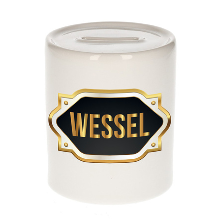 Name money box Wessel with golden emblem