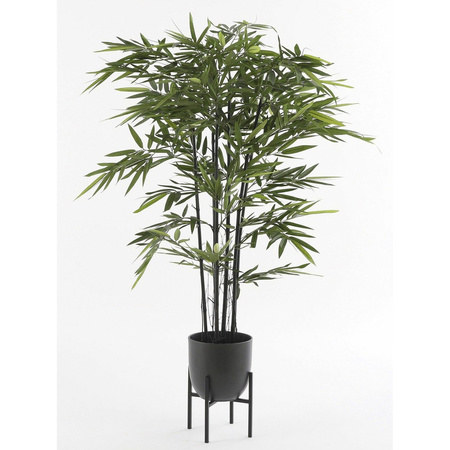 Plantenpot/bloempot plantenstandaard/verhoger zwart metaal H25 x B24 cm