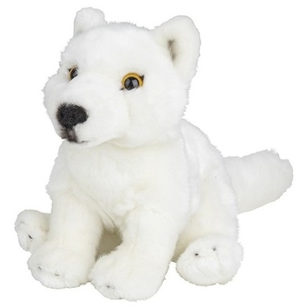 Plush white wolf cuddle toy 18 cm