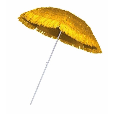 Rieten strand parasol geel