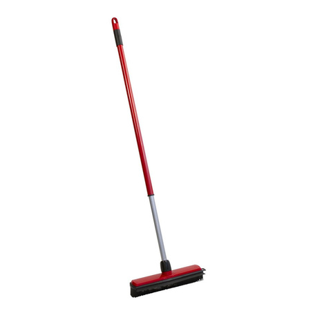 Rubber broom with clothing brush rubber red 29 cm