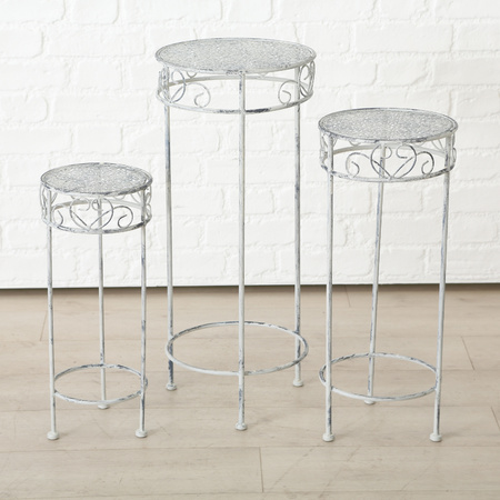 Set of 3x round plant tables/plant stands Lilli 50/60/70 cm