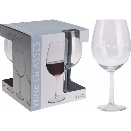 Glazen wijn karaf / decanteer kan set met 4x rode wijn glazen