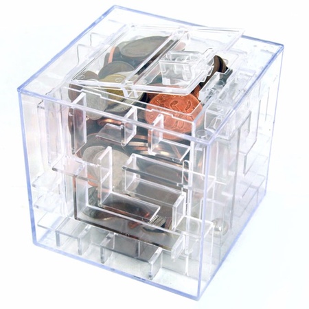 Gadget Moneybox with maze 9 x 9 x 9 cm
