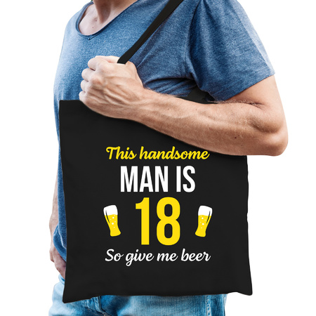 Birthday bag 18 year - this handsome man is 18 give beer black for men