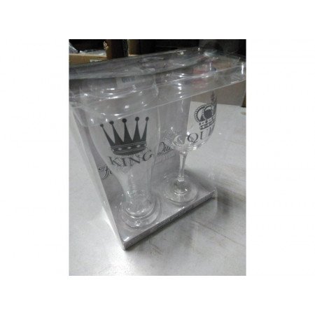 Wineglass and beerglass set King and Queen