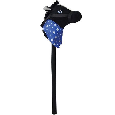 Black stick/hobby horse with sound 68 cm for kids